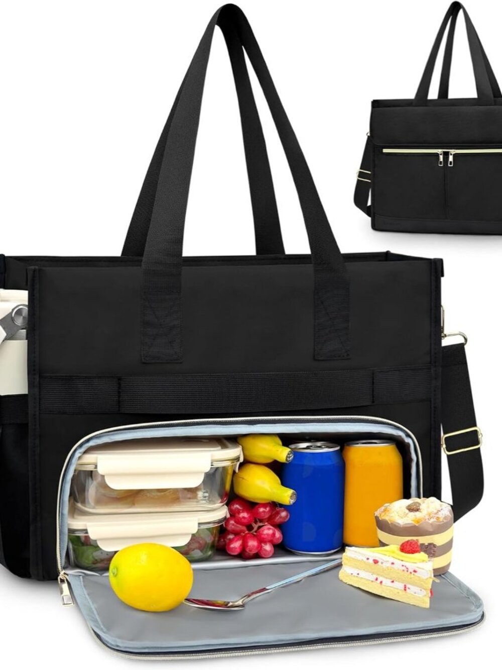 Insulated Lunch Bag for Women, 15.6" Laptop Tote with Leakproof Cooler Compartme